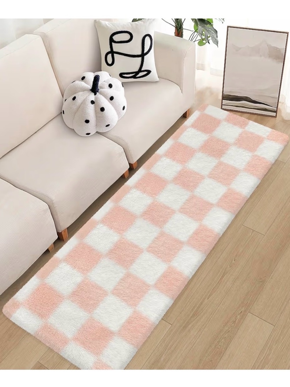 Pink/White Checkered Runner